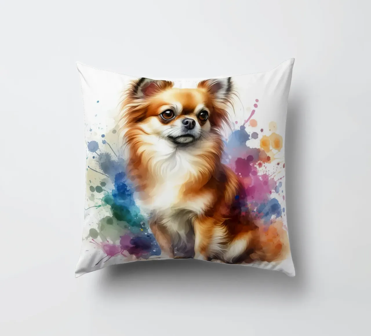 Ritratto di chihuahua ad acquerello cuscino da 🥝 KIWI STORE
