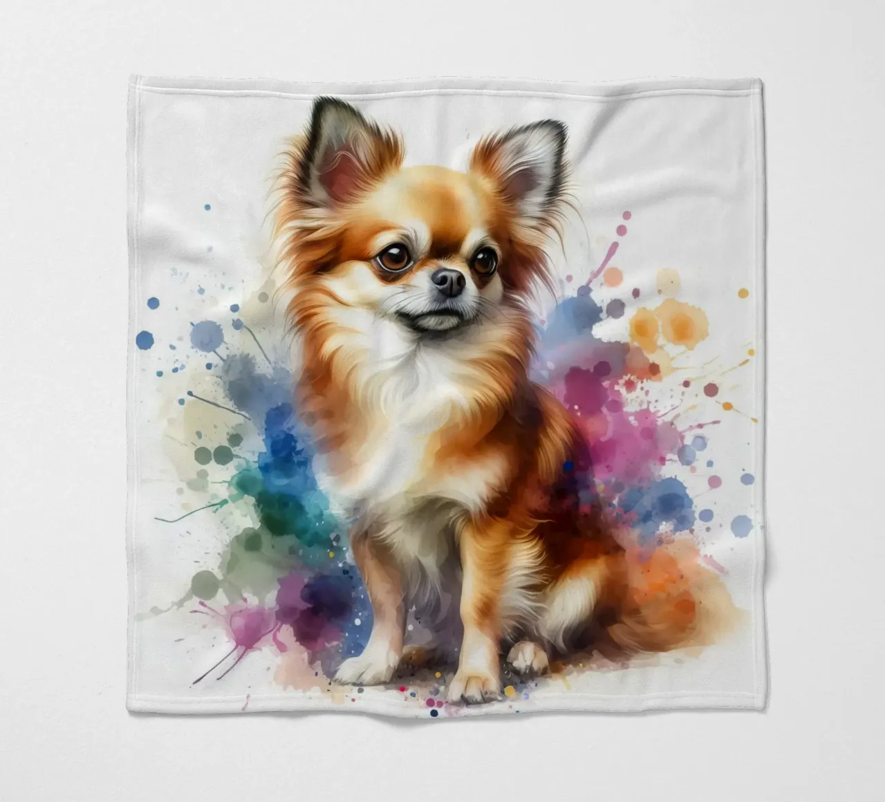 Ritratto di chihuahua ad acquerello coperta in pile da 🥝 KIWI STORE