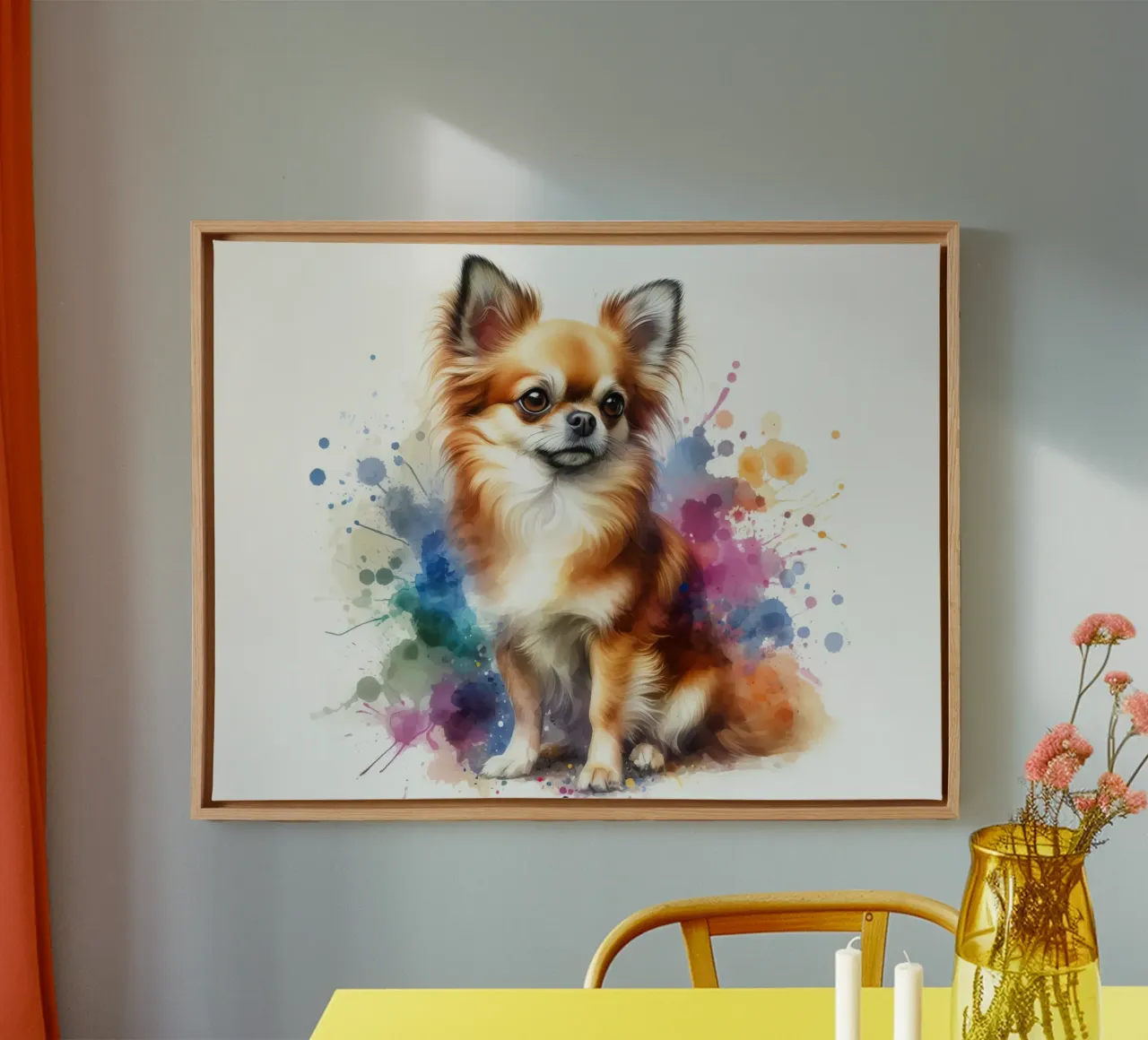 Ritratto di chihuahua ad acquerello tela con Cornice a cassetta da 🥝 KIWI STORE