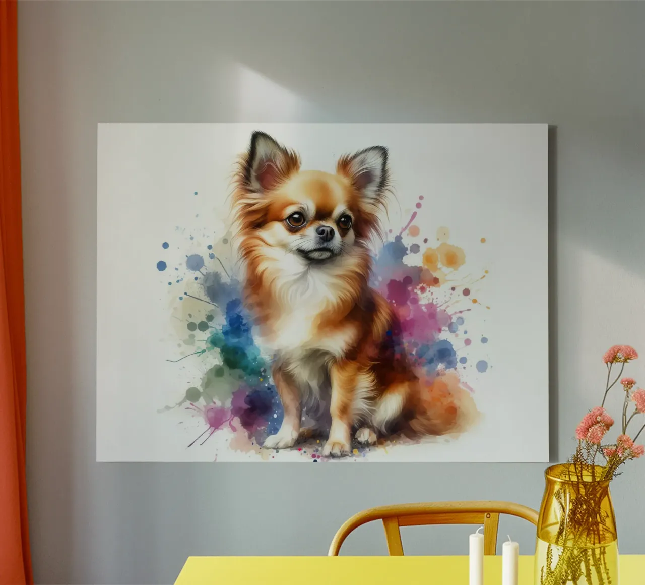 Ritratto di chihuahua ad acquerello tela con Cornice a cassetta da 🥝 KIWI STORE