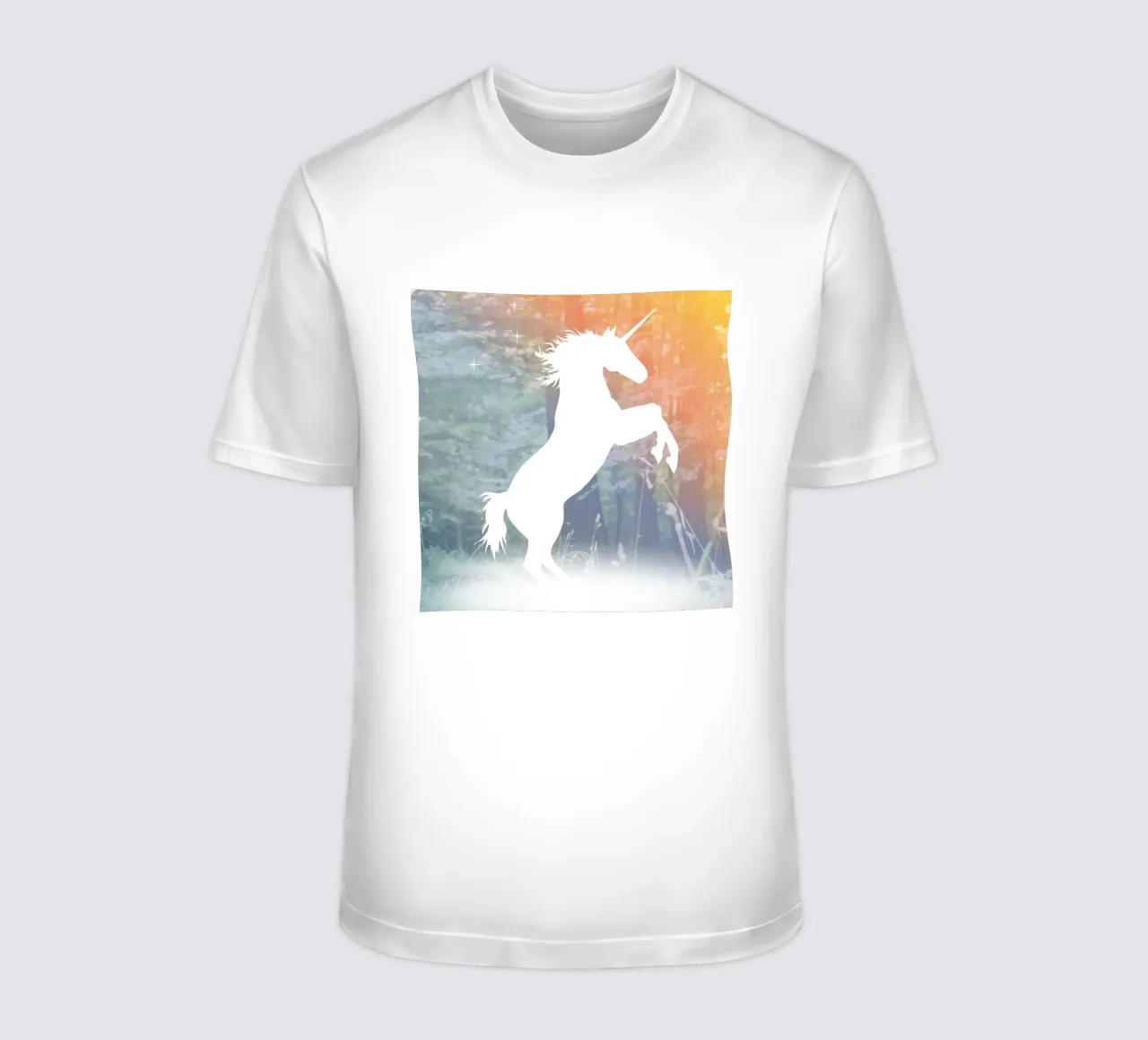 Mystical unicorn in the enchanted forest t-shirt by namosh