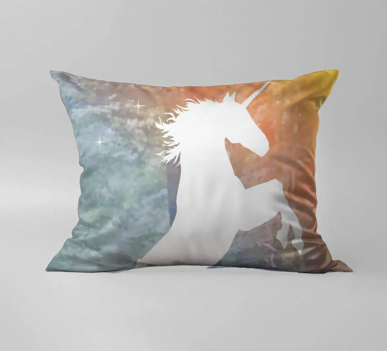 Mystical unicorn in the enchanted forest decorative cushion by namosh