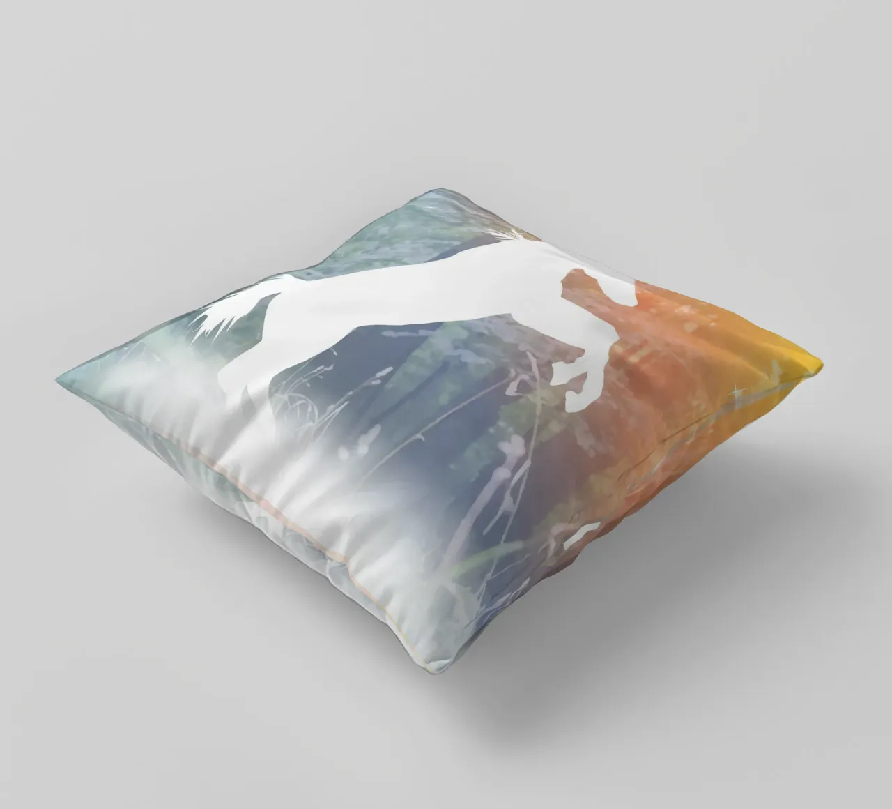 Mystical unicorn in the enchanted forest decorative cushion by namosh