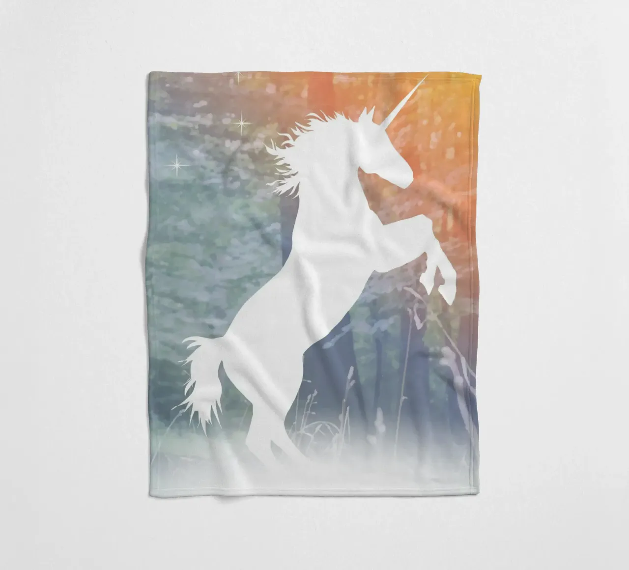 Mystical unicorn in the enchanted forest fleece blanket by namosh