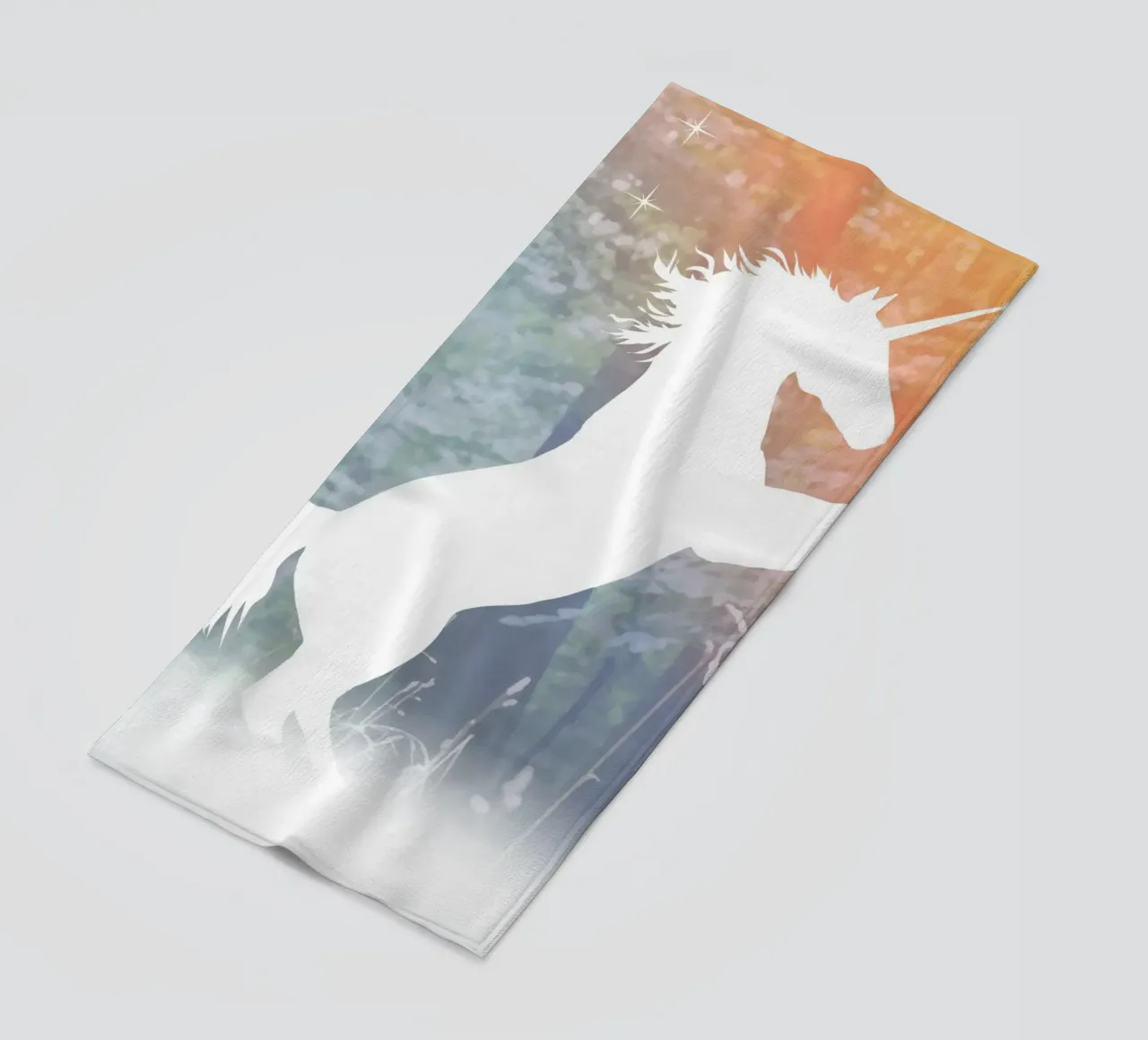 Mystical unicorn in the enchanted forest beach towel by namosh