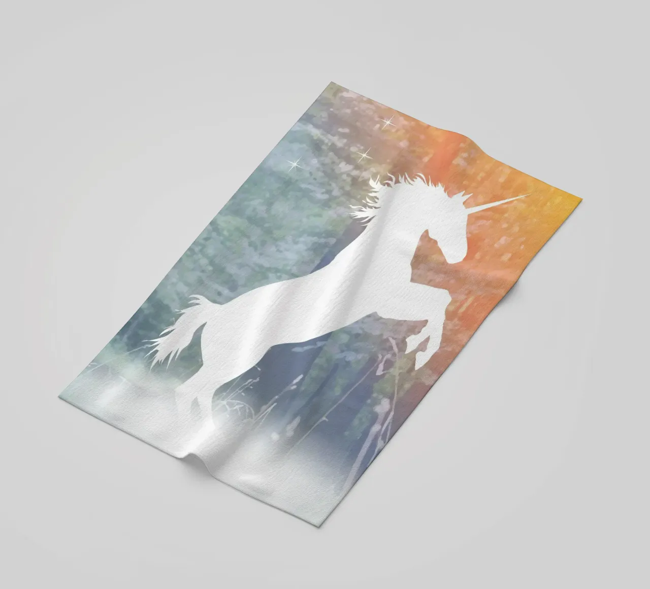 Mystical unicorn in the enchanted forest beach towel by namosh