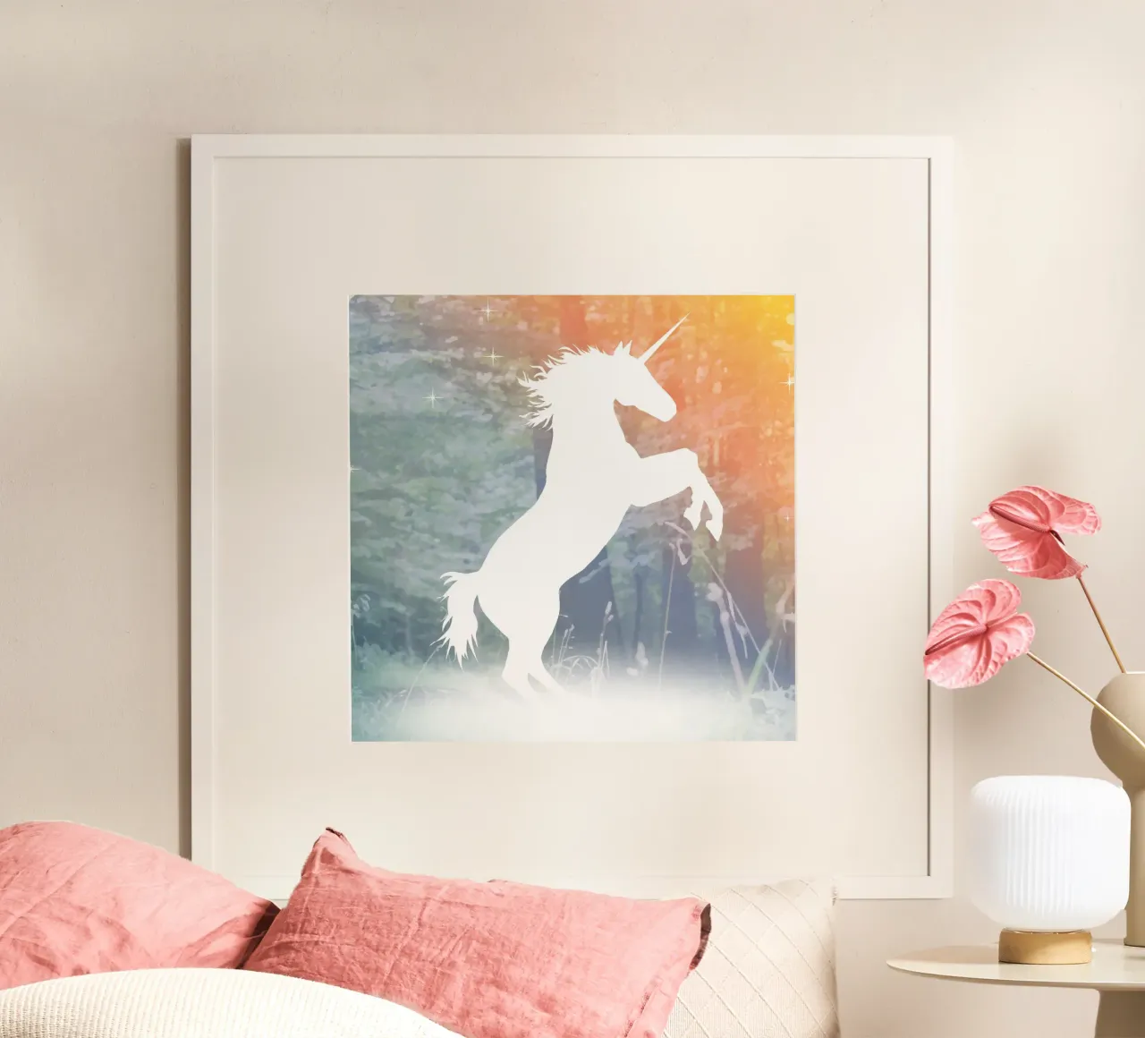 Mystical unicorn in the enchanted forest hahnemühle by namosh