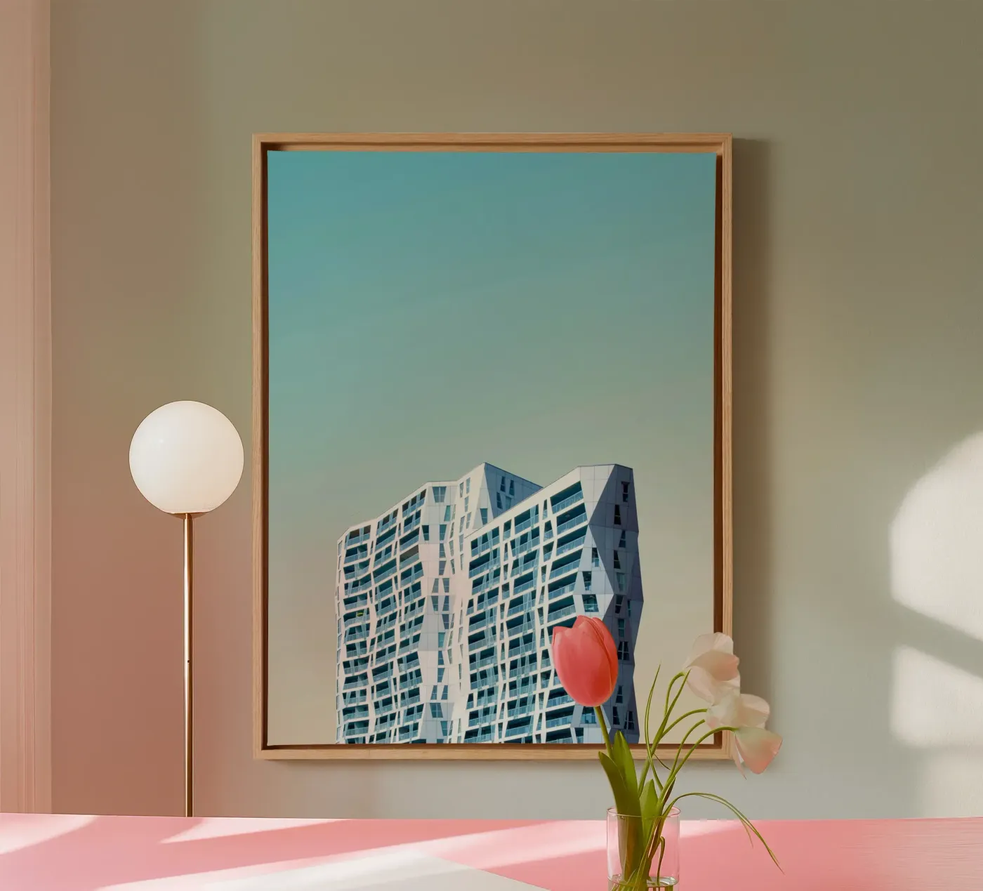 edificio geometrico di grande altezza tela da pastel color shape