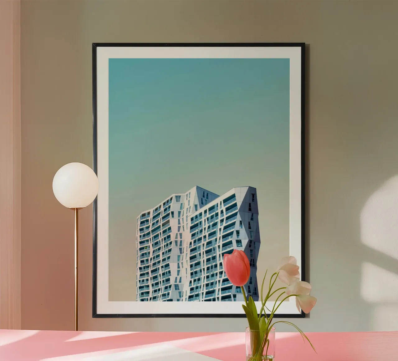 edificio geometrico di grande altezza poster da pastel color shape