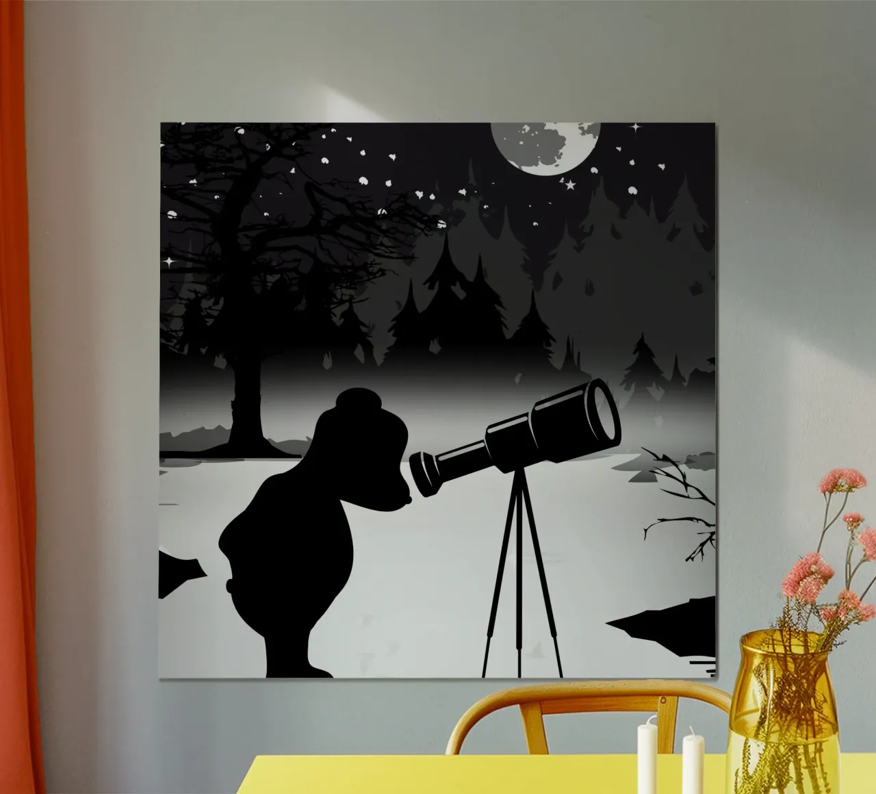 Bear with telescope under the starry sky poster by namosh