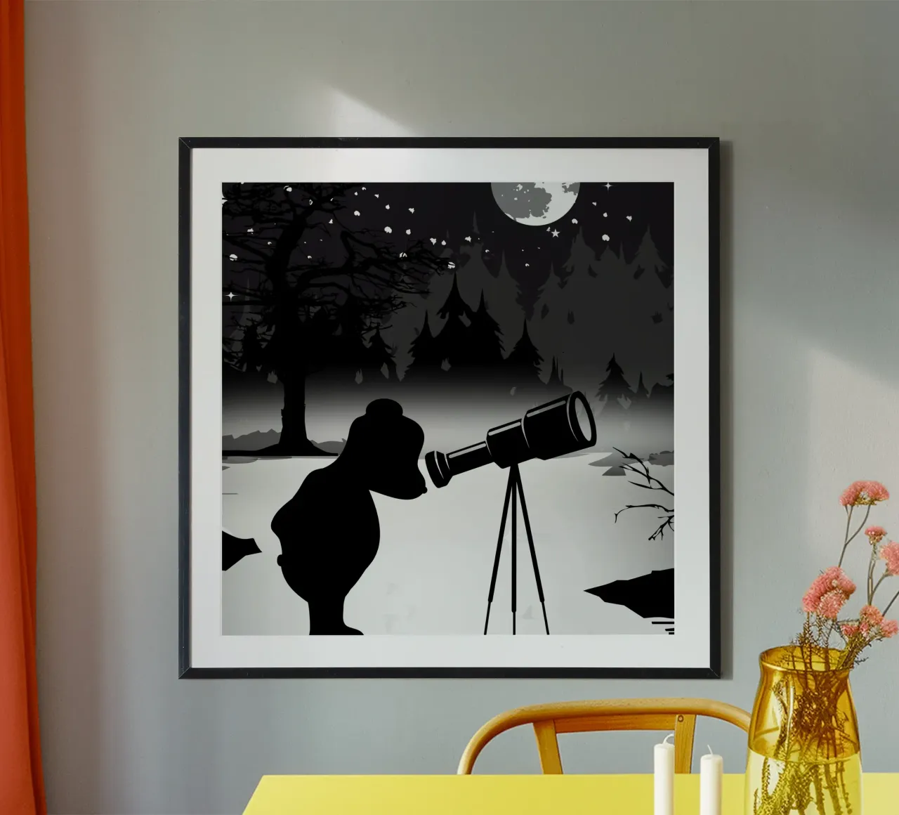 Bear with telescope under the starry sky poster by namosh