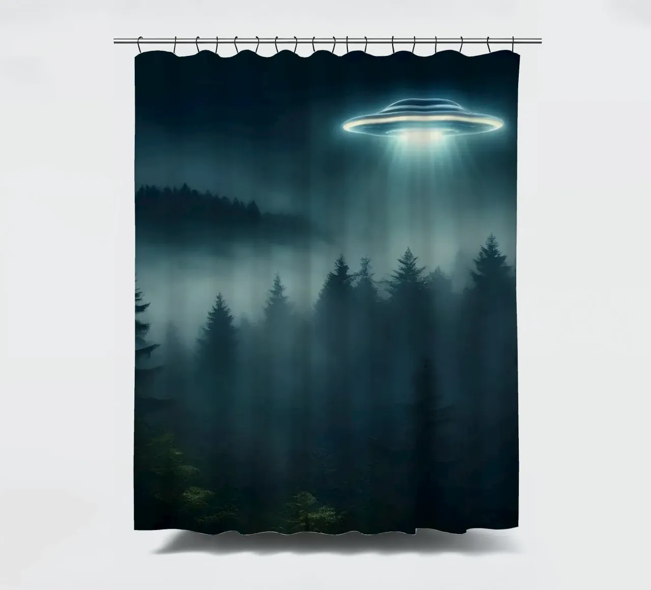 UFO in volo su una foresta tenda da doccia da Magic Screen