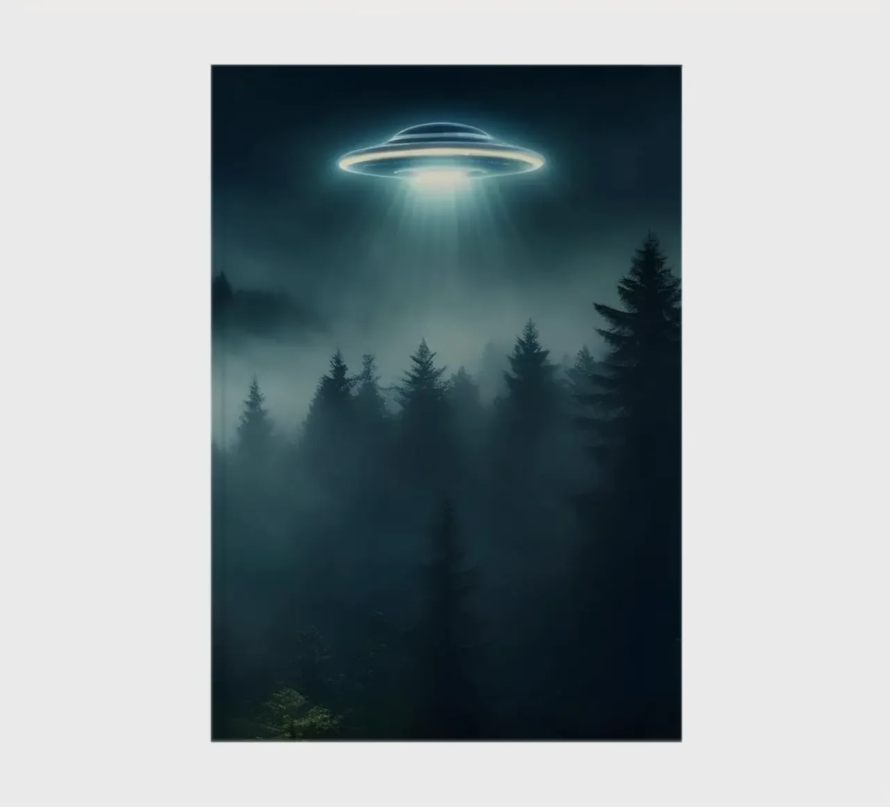 UFO flying over a forest notebook by Magic Screen