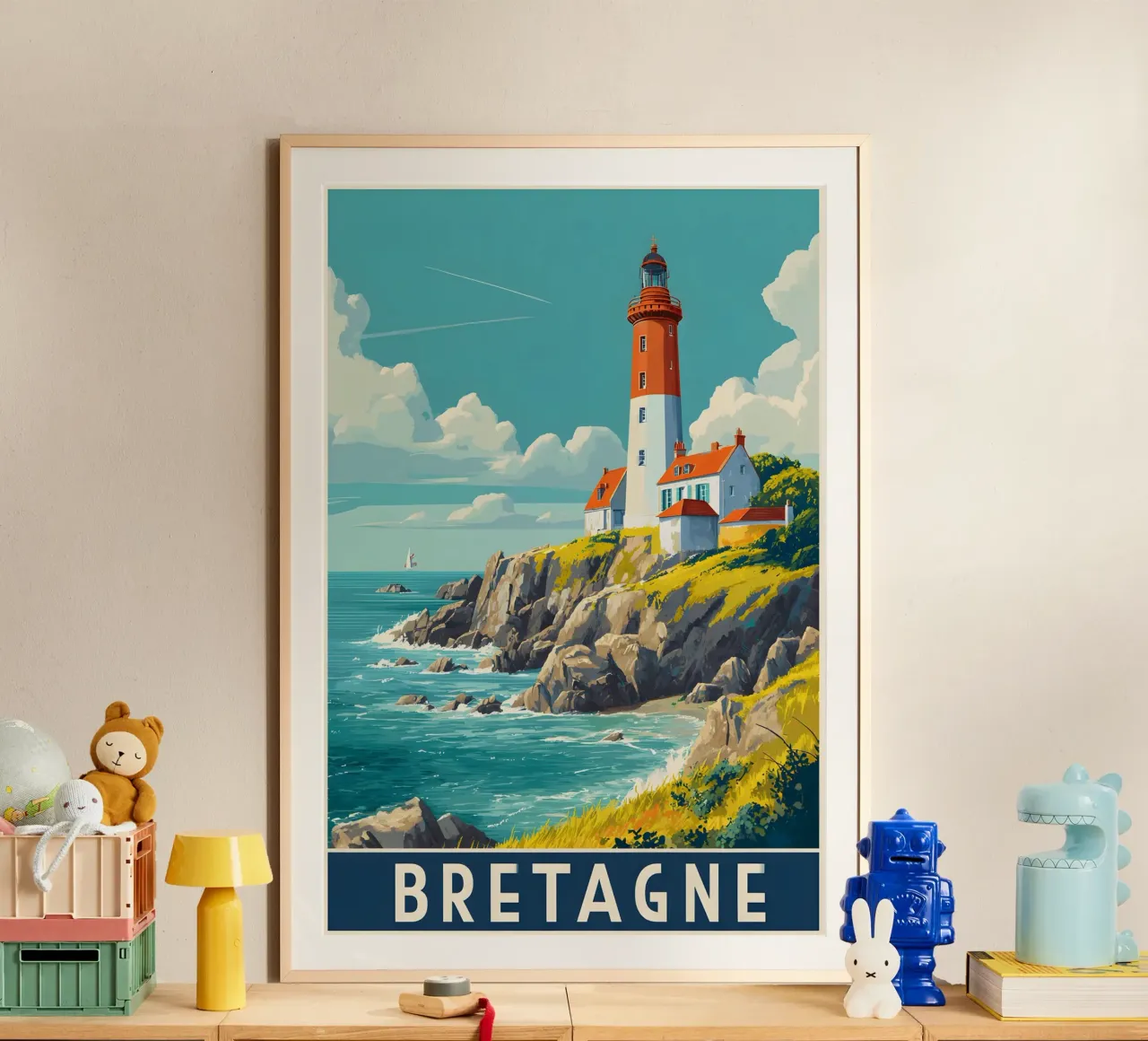 Esperienza in Bretagna poster con telaio in legno da M-Ulrich-Digital Art