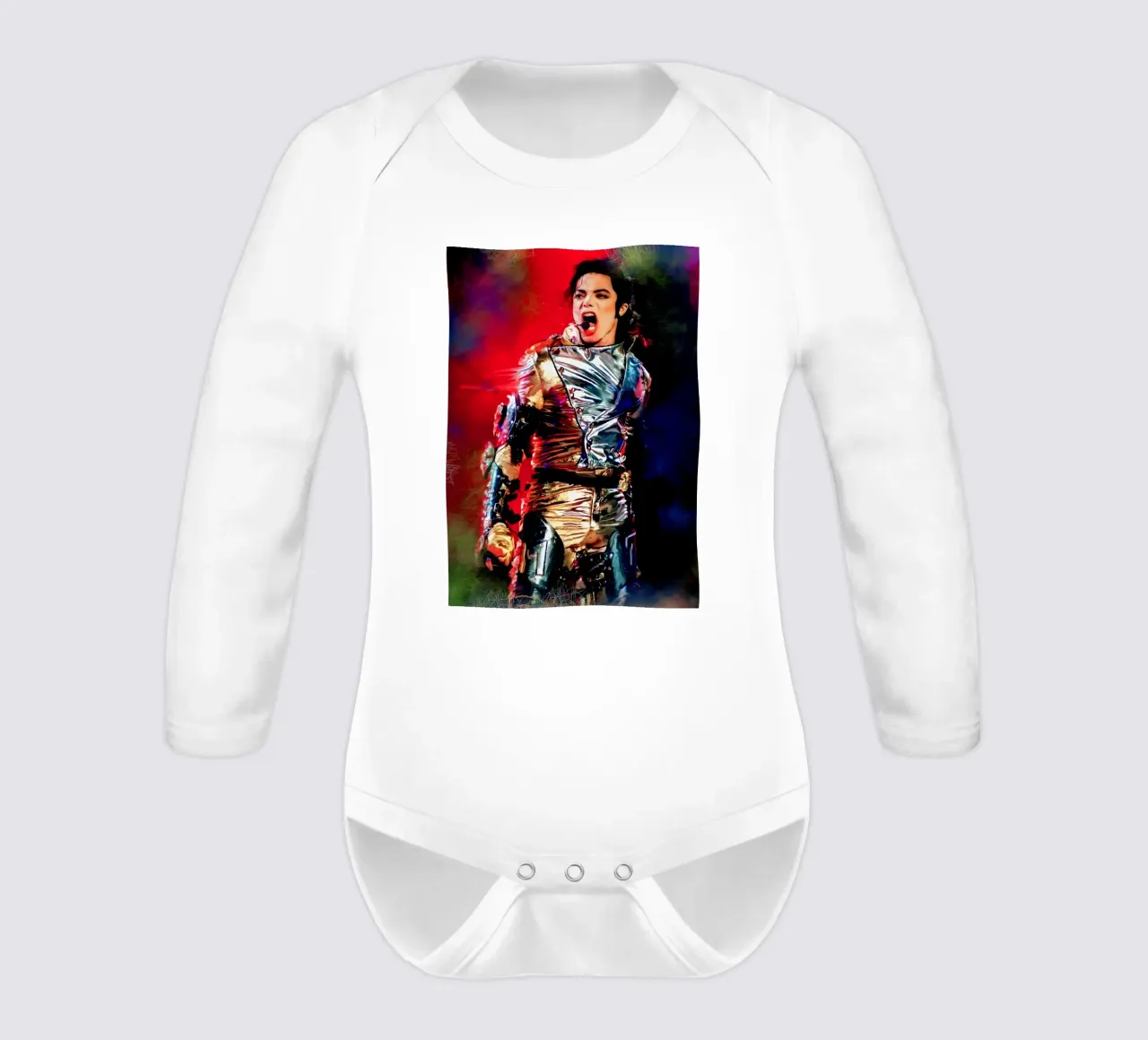 Michael Jackson the legend long-sleeve baby romper by Lembayung art