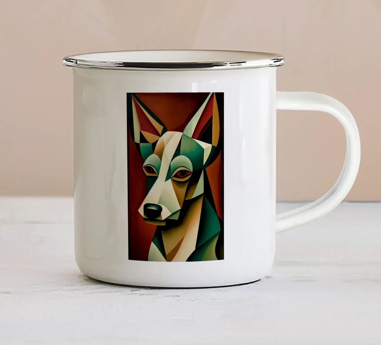 Arte geometrica del cane tazza in smalto da Brayan