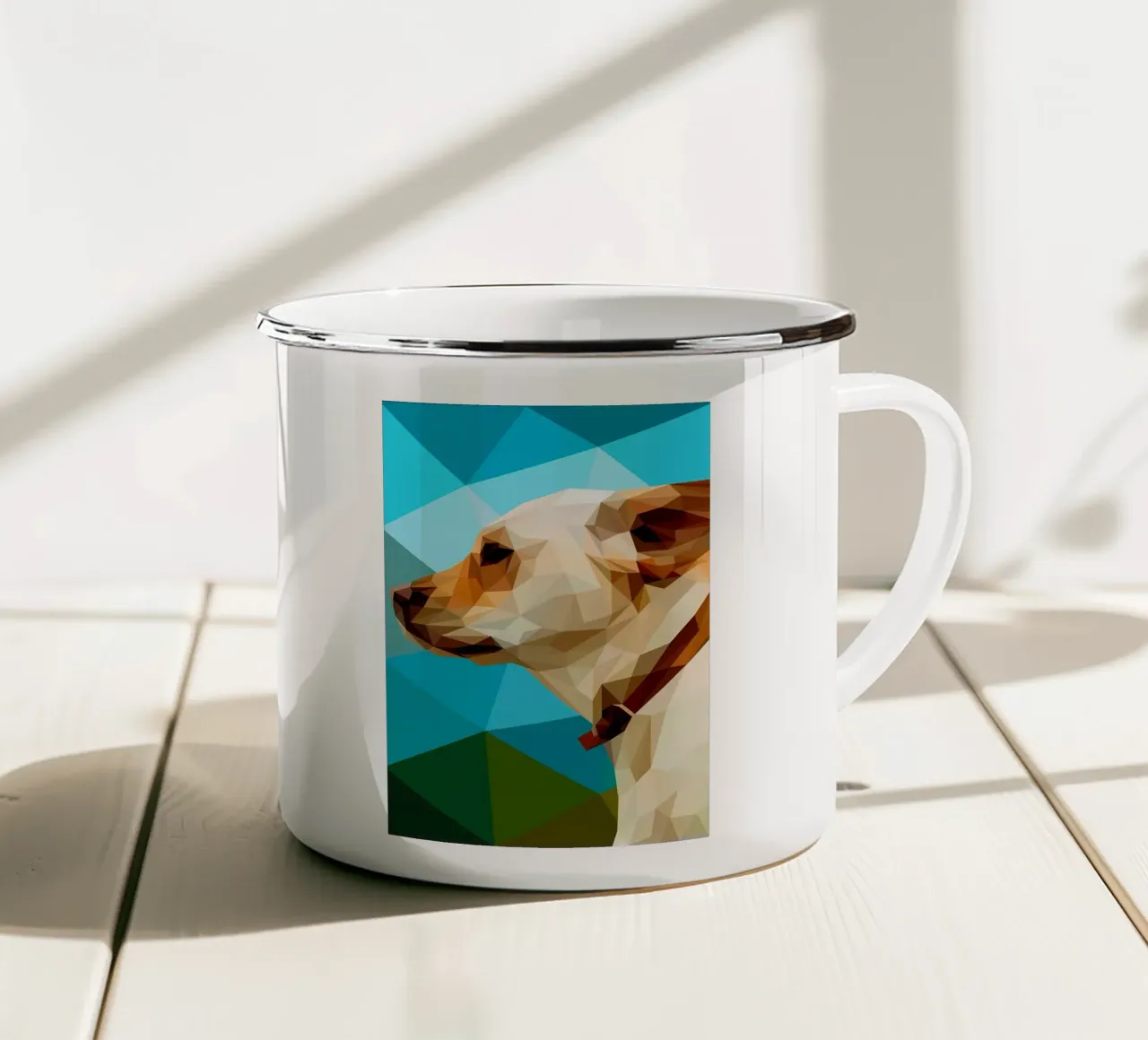 Arte geometrica del cane tazza in smalto da Brayan
