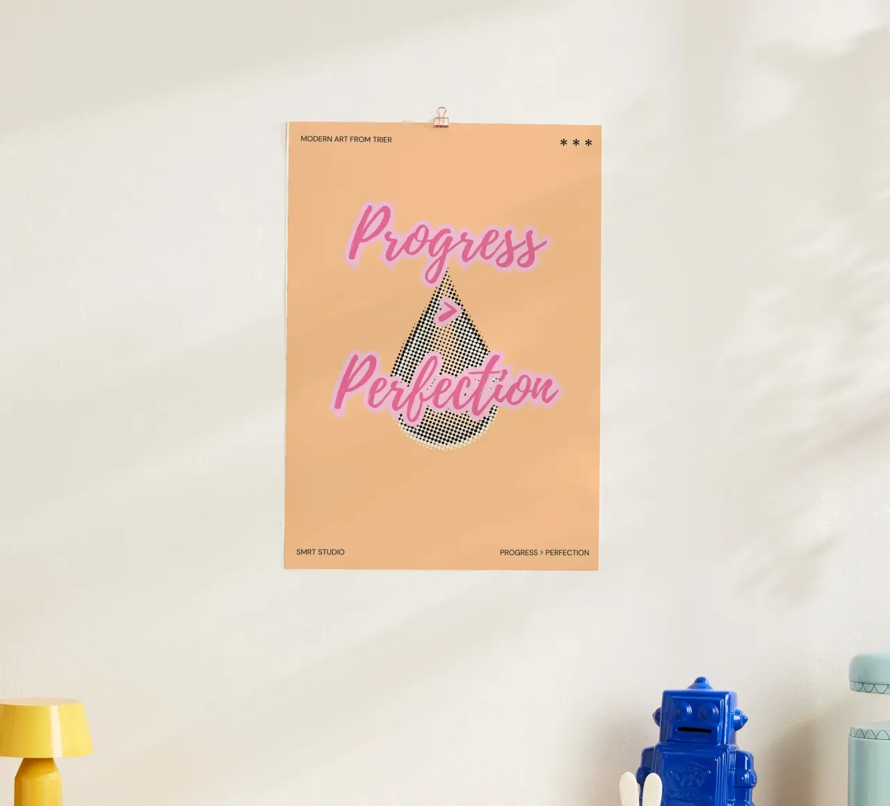 PROGRESS > PERFECTION poster con telaio in alluminio da Einfach Uebel