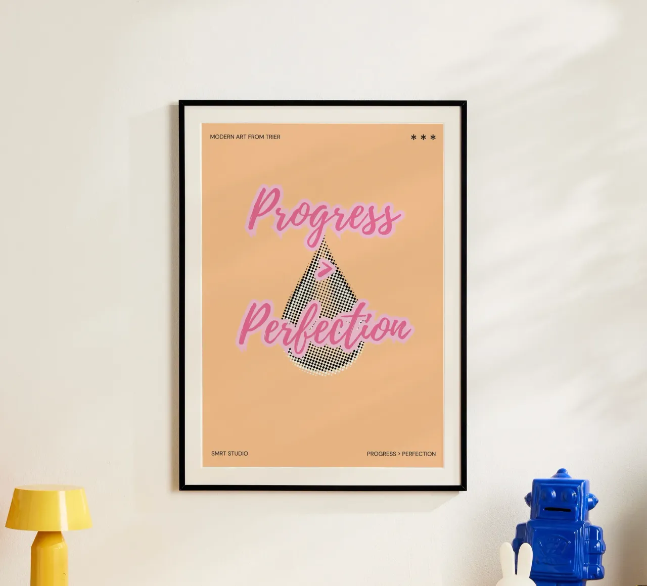 PROGRESS > PERFECTION poster con telaio in alluminio da Einfach Uebel
