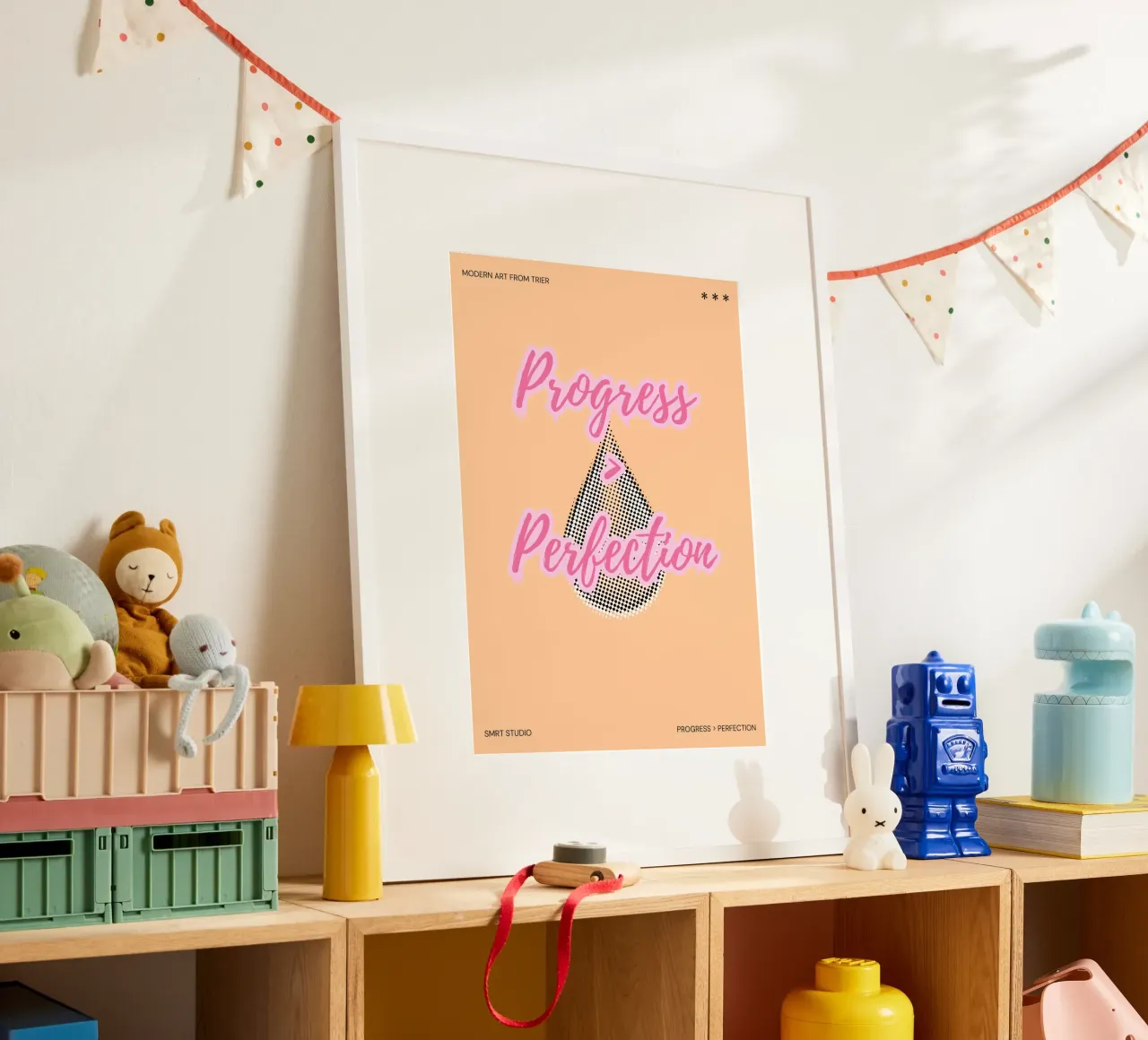 PROGRESS > PERFECTION poster con telaio in alluminio da Einfach Uebel