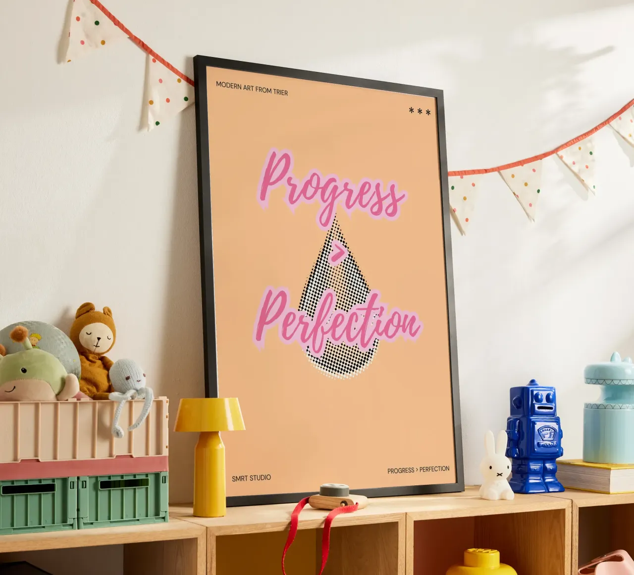PROGRESS > PERFECTION poster con telaio in alluminio da Einfach Uebel