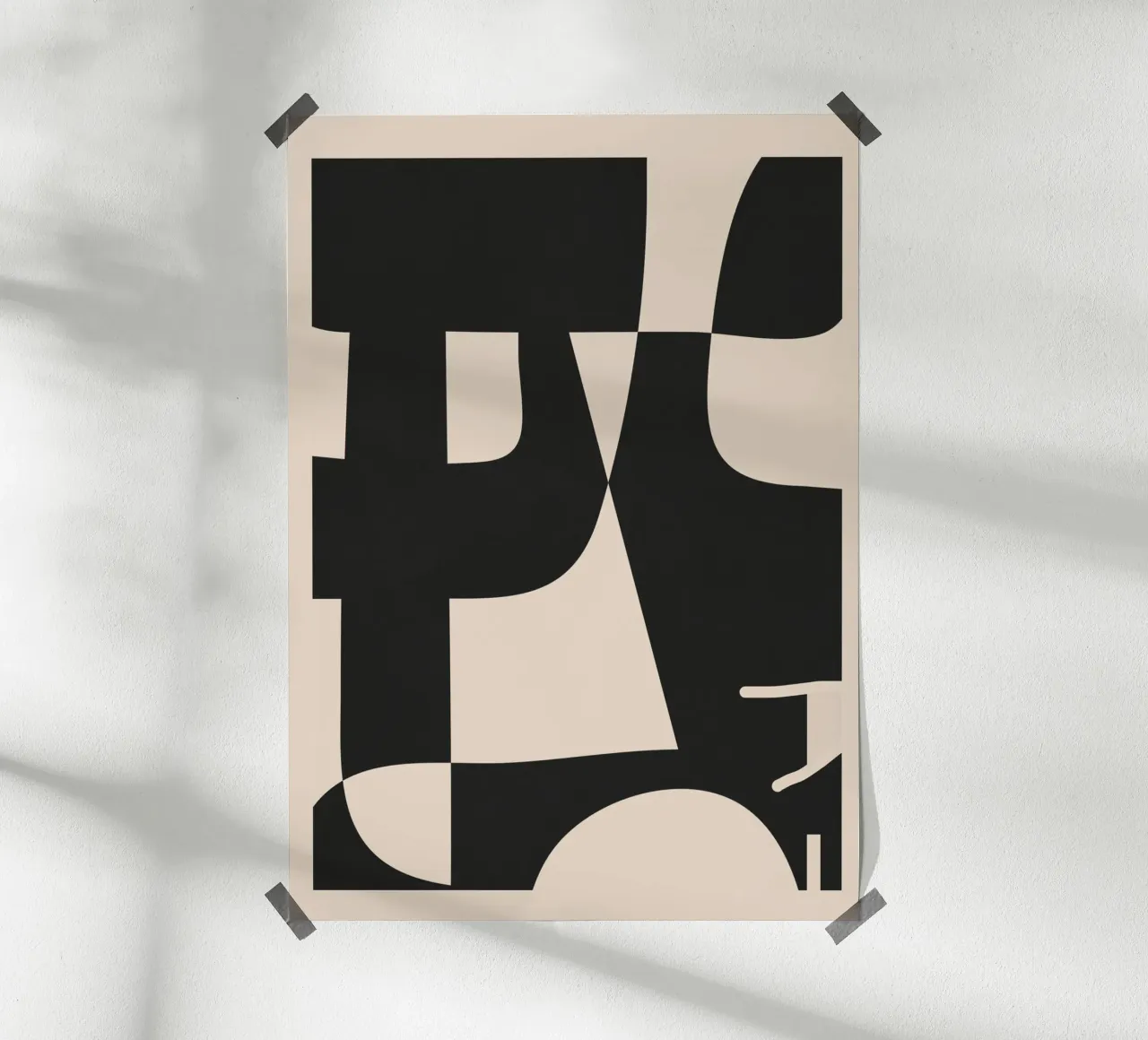 Modern Black And White Abstract Art 1 poster con telaio in alluminio da cityart