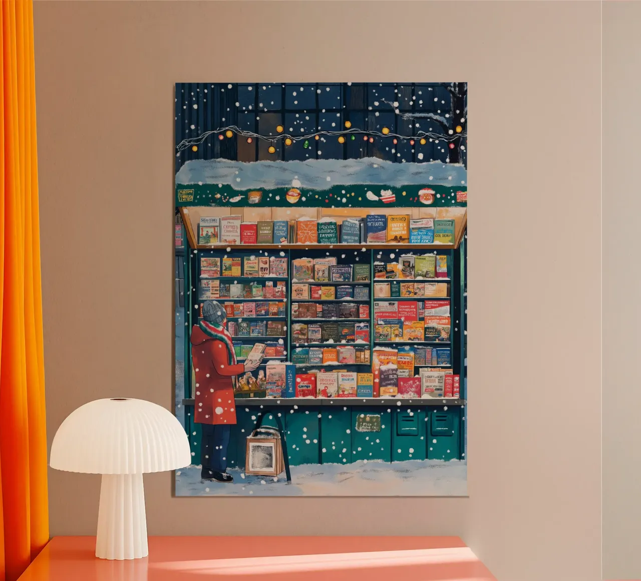 Chinatown innevata - Arte di strada per il Capodanno lunare poster con telaio in alluminio da ClubArt