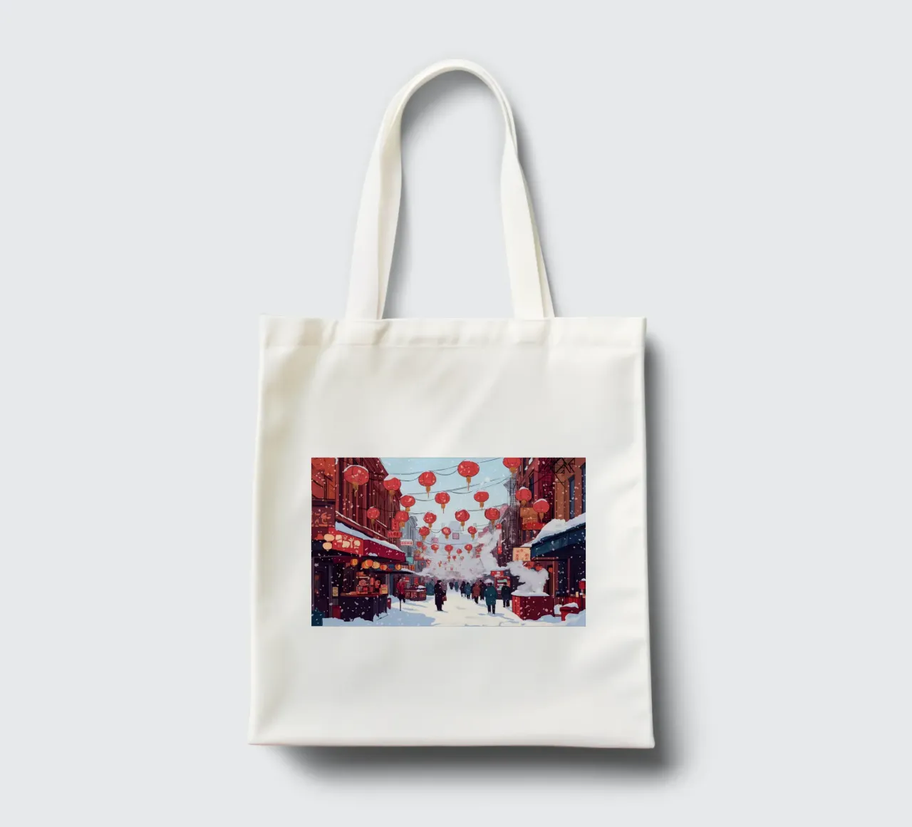 Edicola innevata - Accogliente scena di una libreria invernale borsa in juta da ClubArt