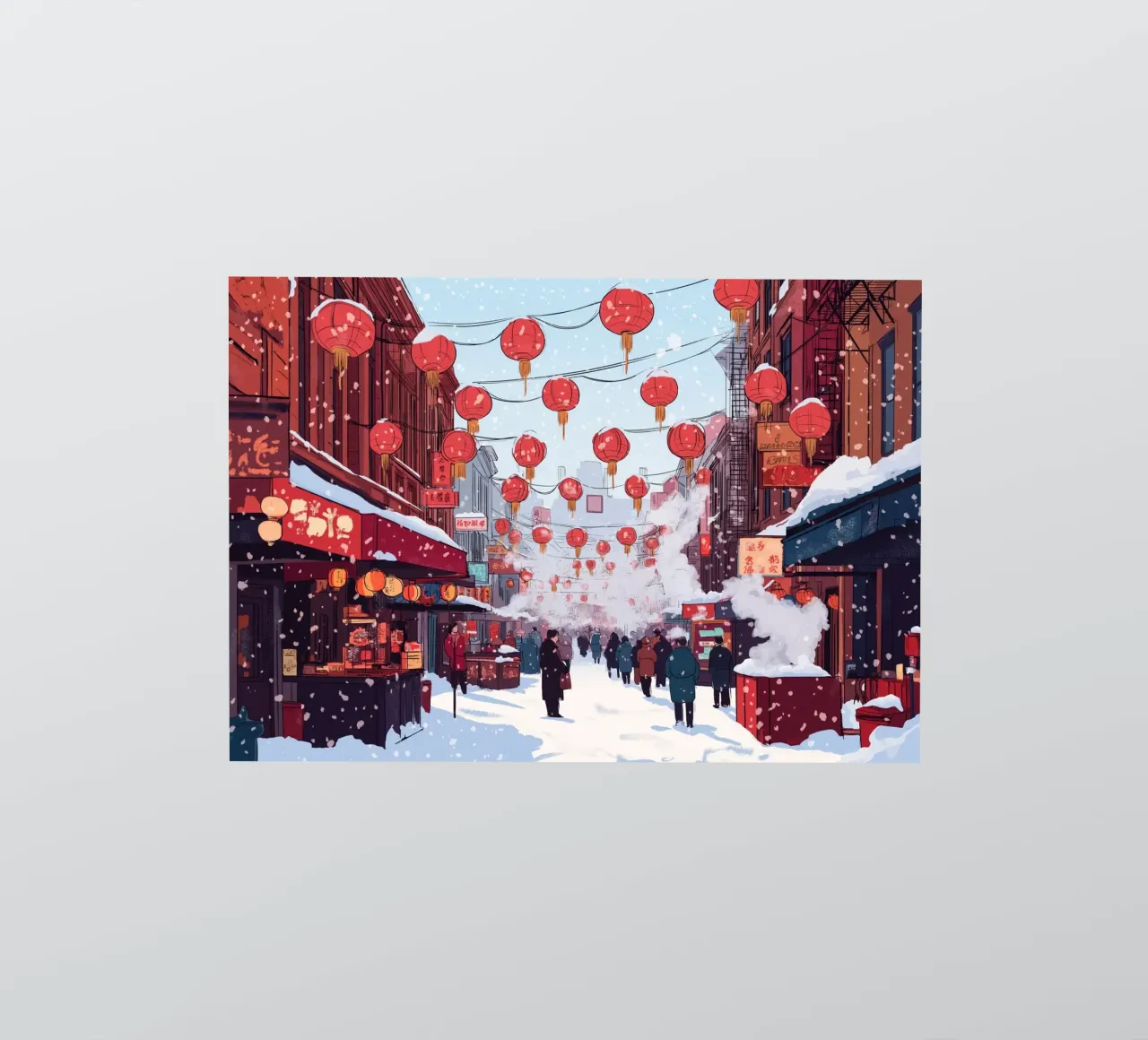 Edicola innevata - Accogliente scena di una libreria invernale adesivo da ClubArt