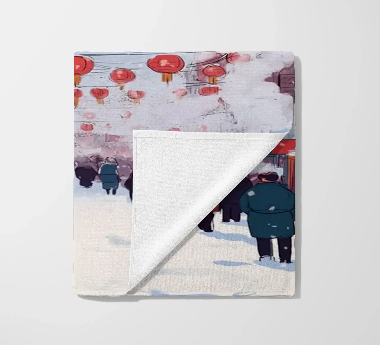 Edicola innevata - Accogliente scena di una libreria invernale telo mare da ClubArt