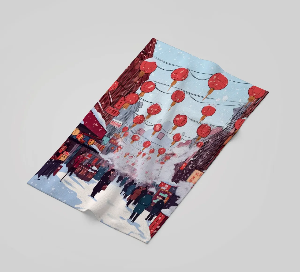 Edicola innevata - Accogliente scena di una libreria invernale telo mare da ClubArt