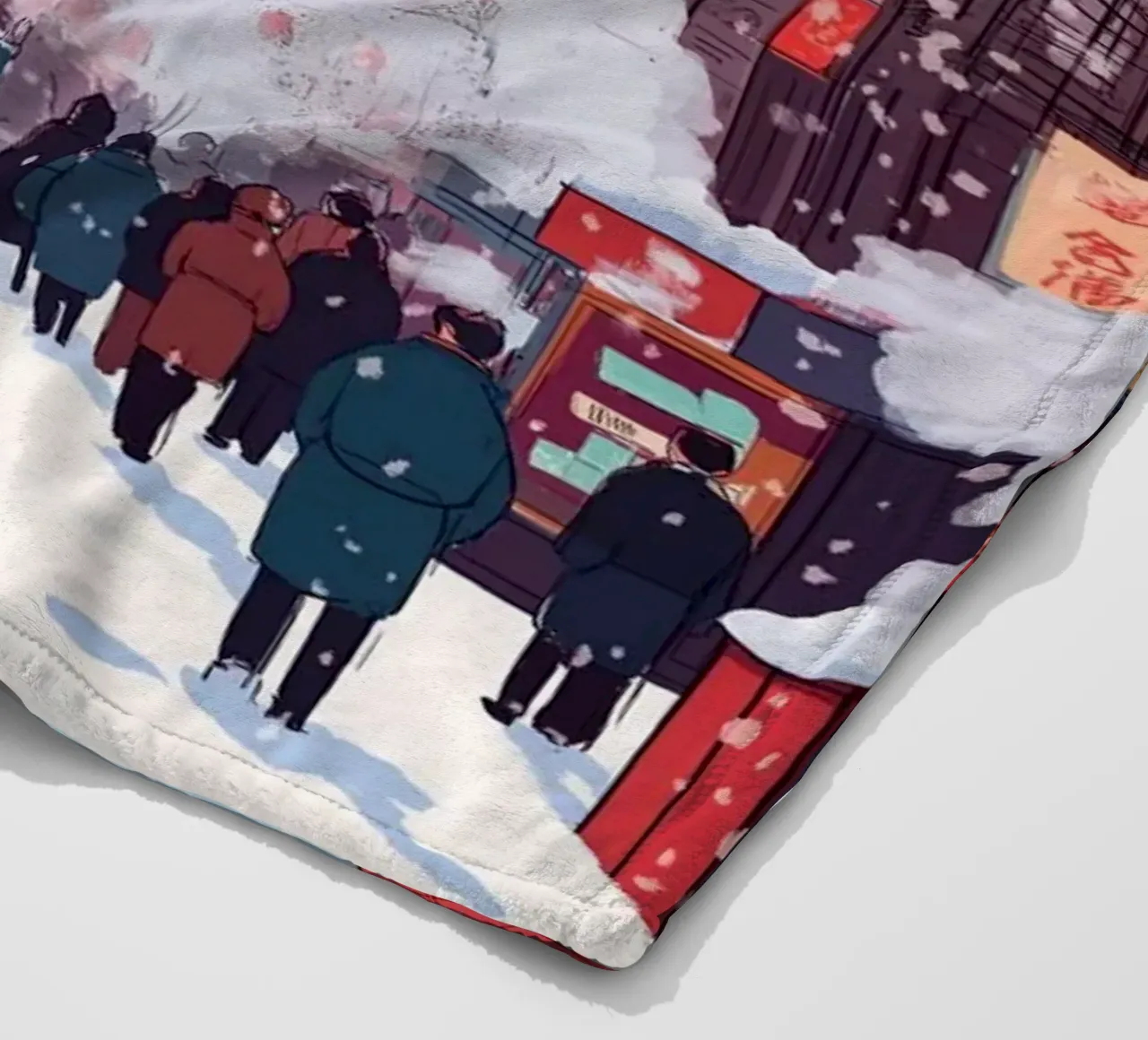 Edicola innevata - Accogliente scena di una libreria invernale coperta in pile da ClubArt