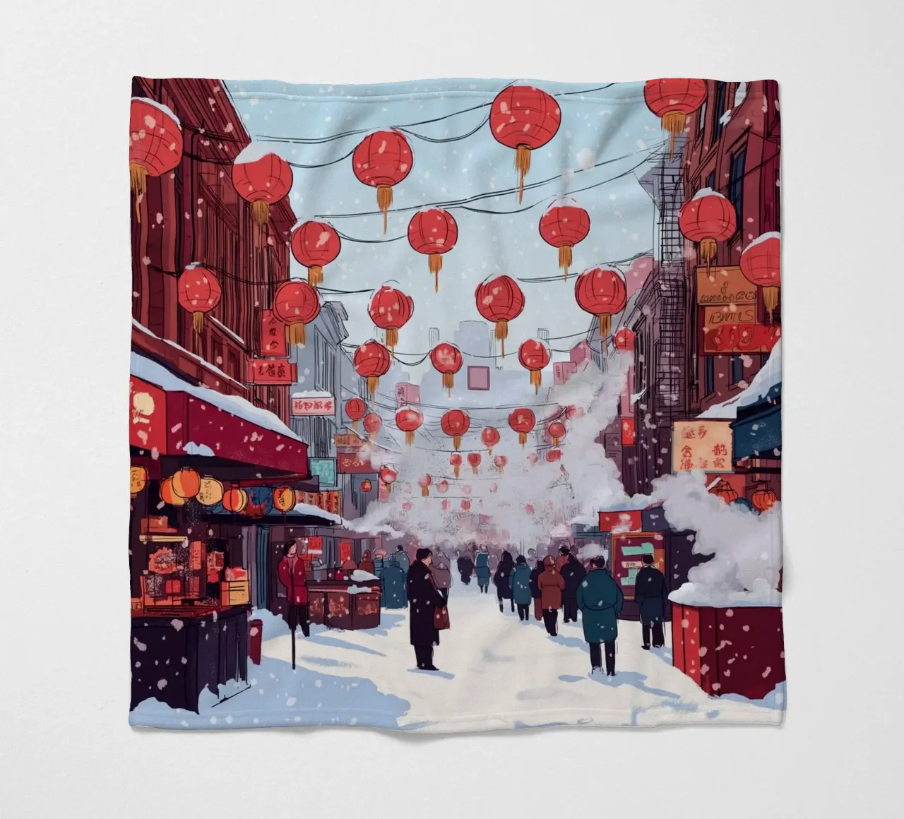 Edicola innevata - Accogliente scena di una libreria invernale coperta in pile da ClubArt