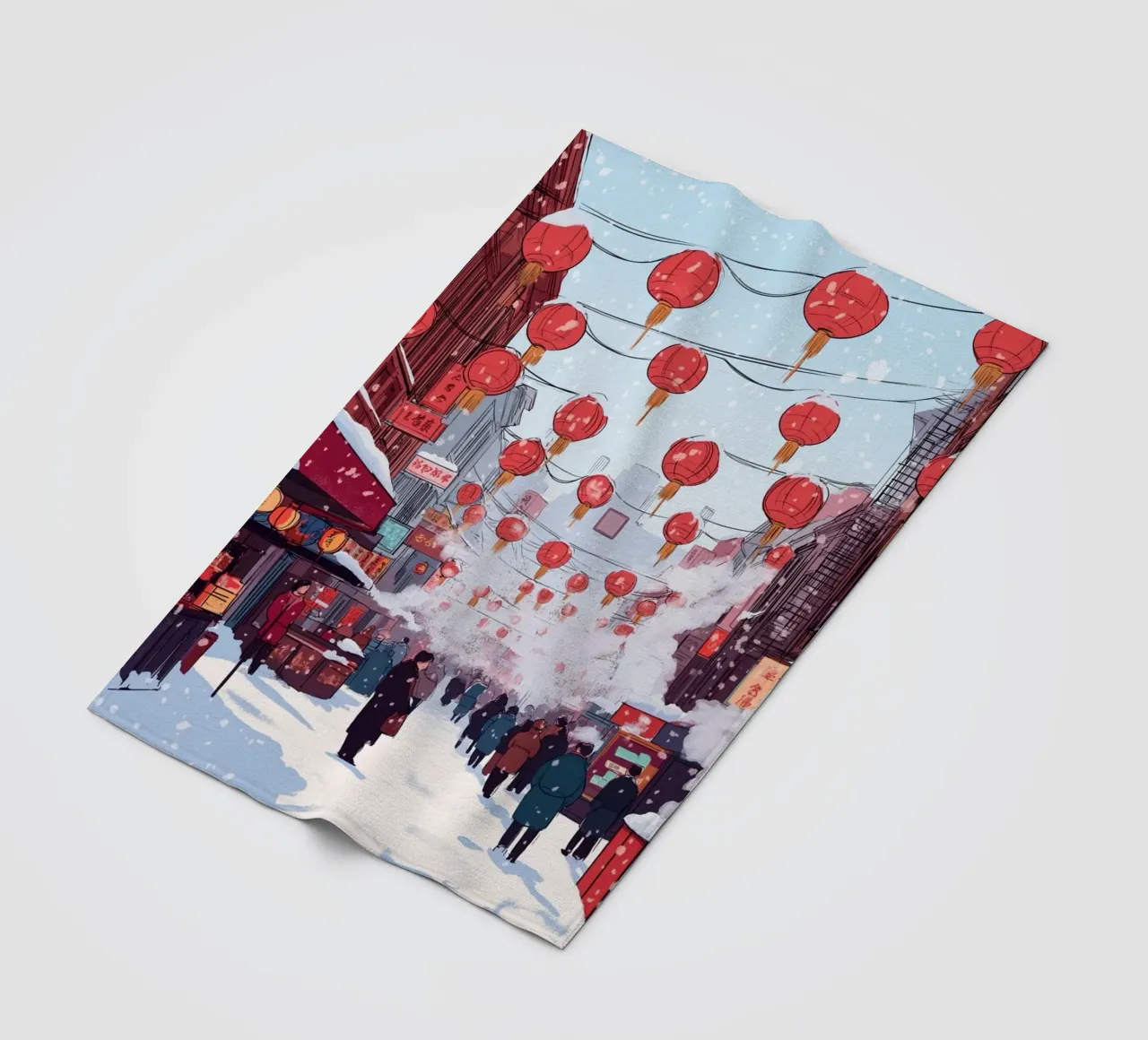Edicola innevata - Accogliente scena di una libreria invernale coperta in pile da ClubArt