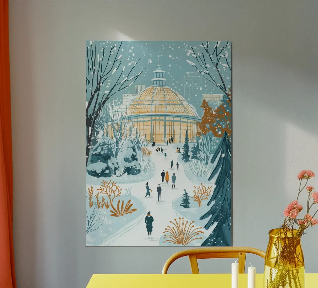 Conservatorio innevato d'inverno - Stampa d'arte del giardino botanico poster con telaio in plastica da ClubArt