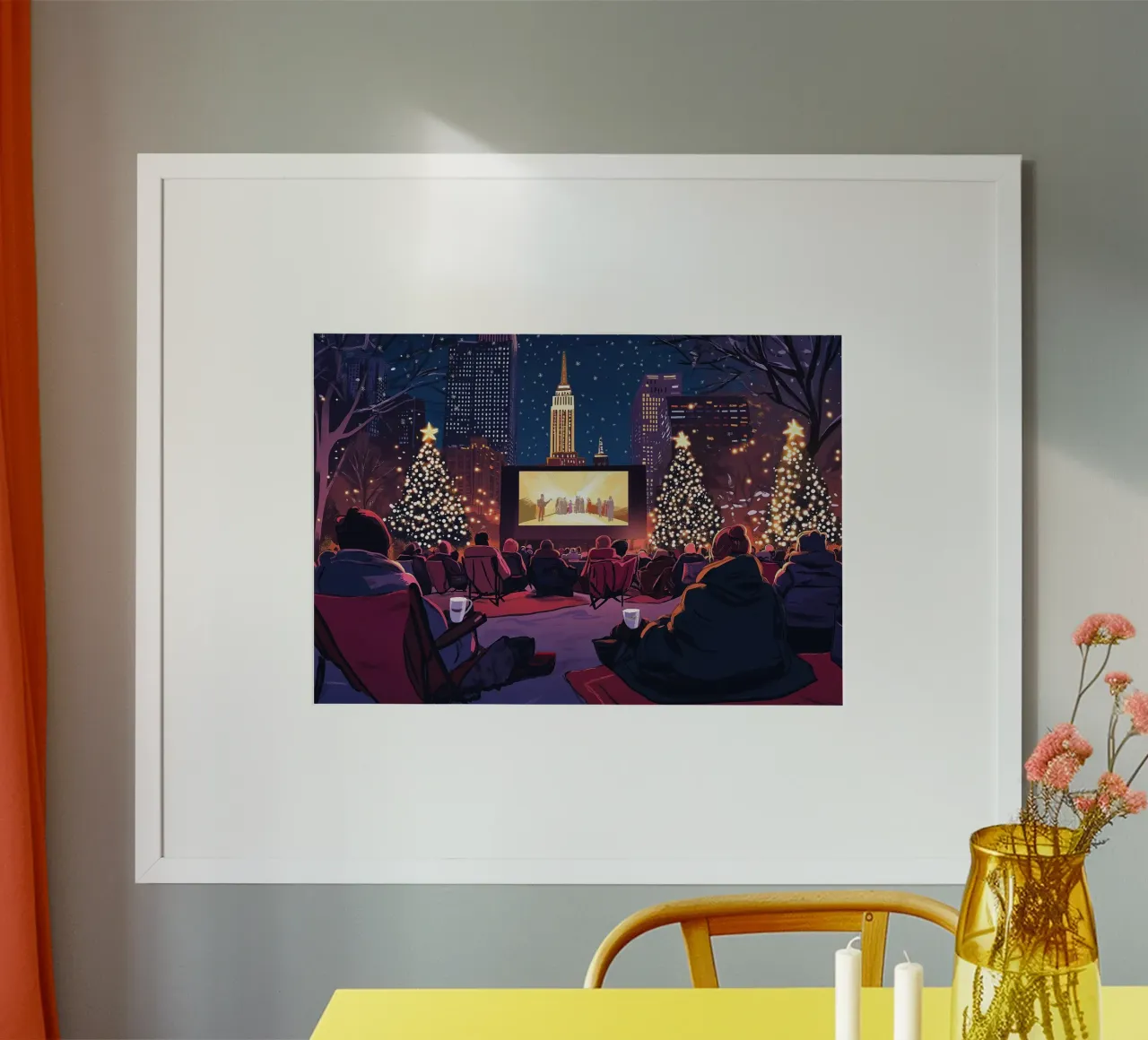Serata cinematografica invernale all'aperto - Parco cittadino di NYC in festa poster da ClubArt