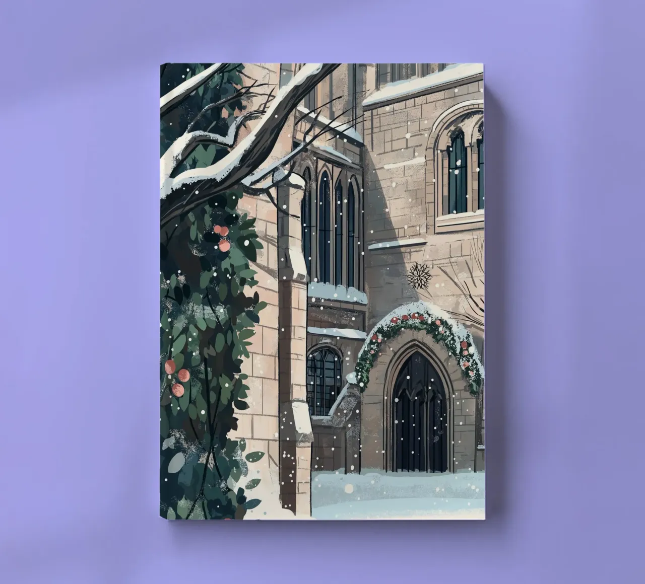 Église enneigée de Noël - Gothic Architecture Winter Art carnet de notes de ClubArt