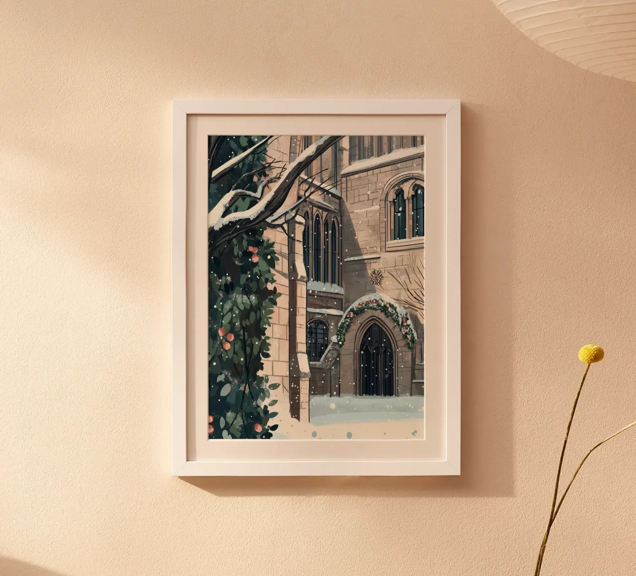 Église enneigée de Noël - Gothic Architecture Winter Art poster de ClubArt