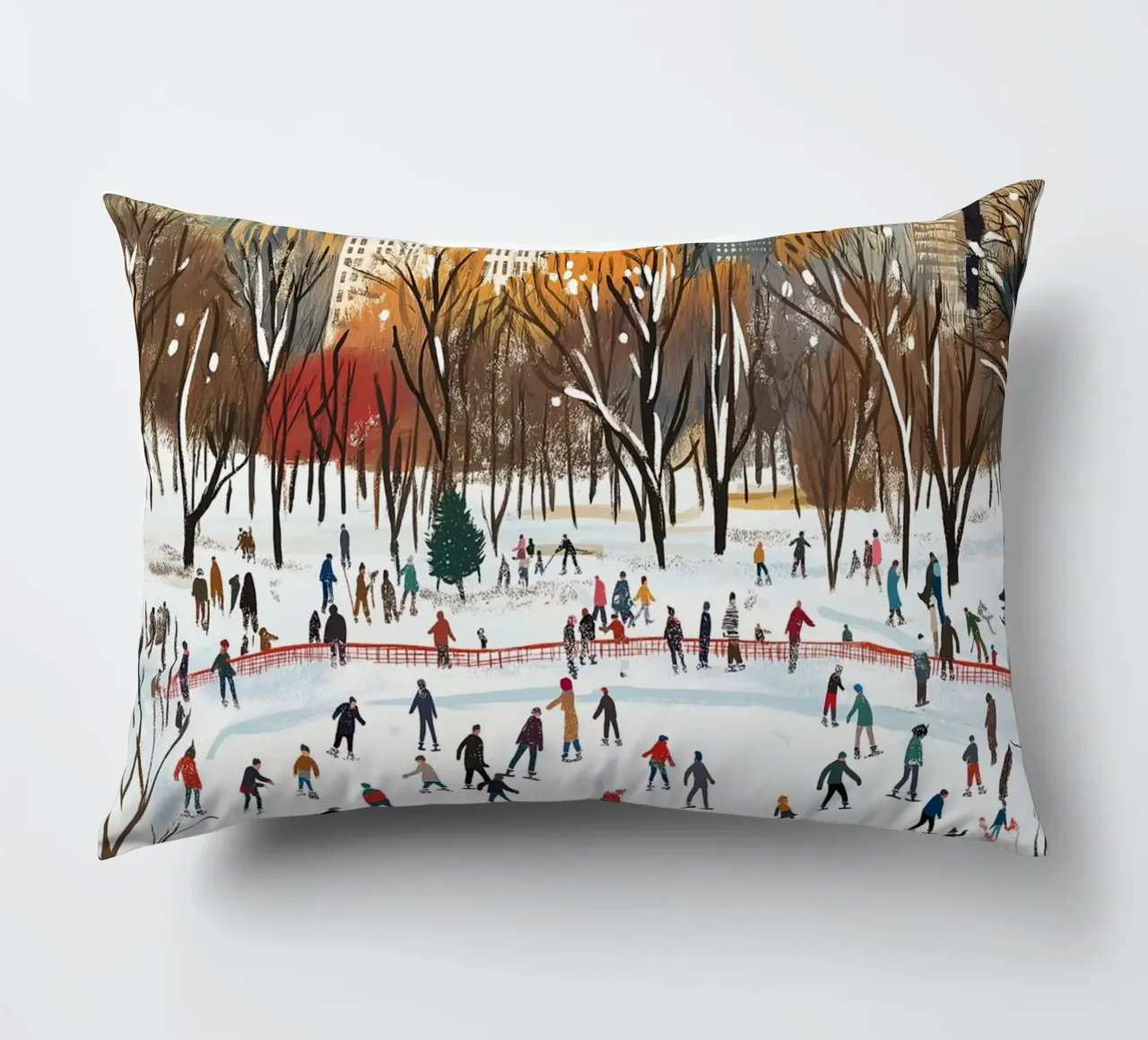 Pista di pattinaggio del Central Park di New York - Divertimento invernale con i pattini innevati cuscino da ClubArt