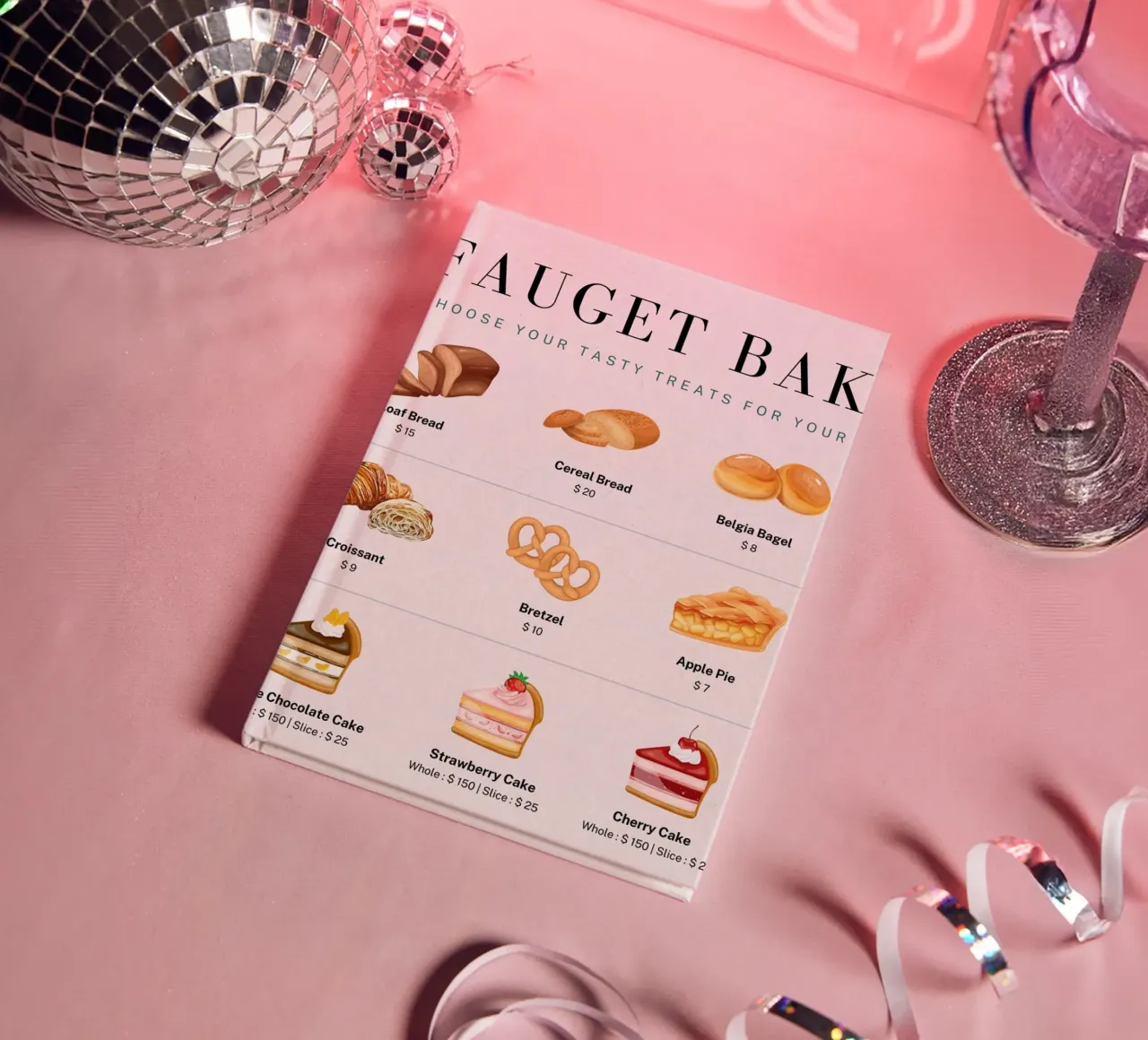 Fauget Bakery Menu - Delicious Pastry & Cake Price List notebook by ClubArt