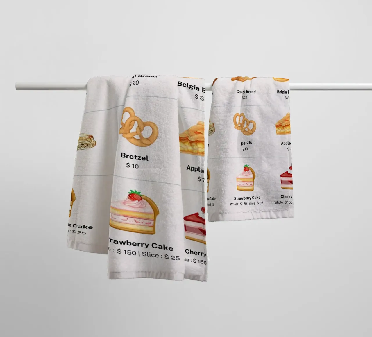 Fauget Bakery Menu - Delicious Pastry & Cake Price List towel by ClubArt