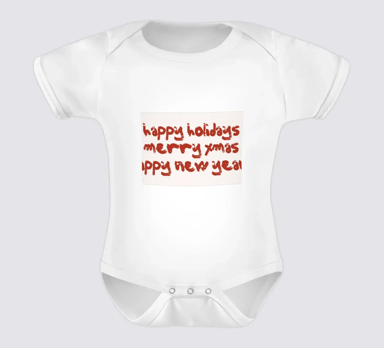 Happy Holidays Merry Xmas - Rustic Red Text Art Print short-sleeve baby romper by ClubArt