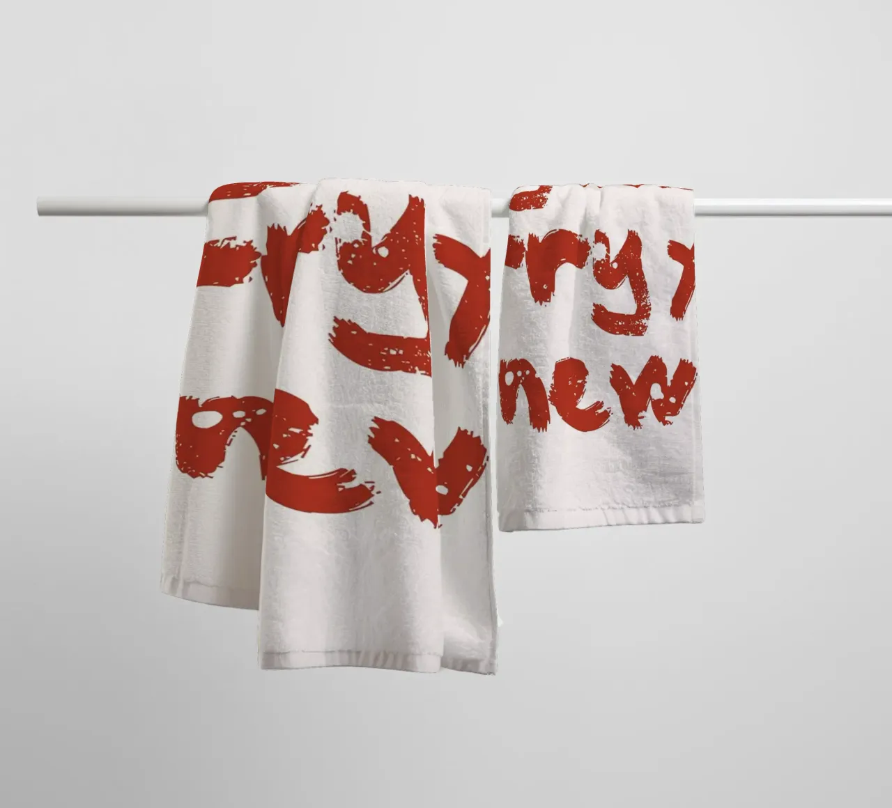 Happy Holidays Merry Xmas - Rustic Red Text Art Print towel by ClubArt