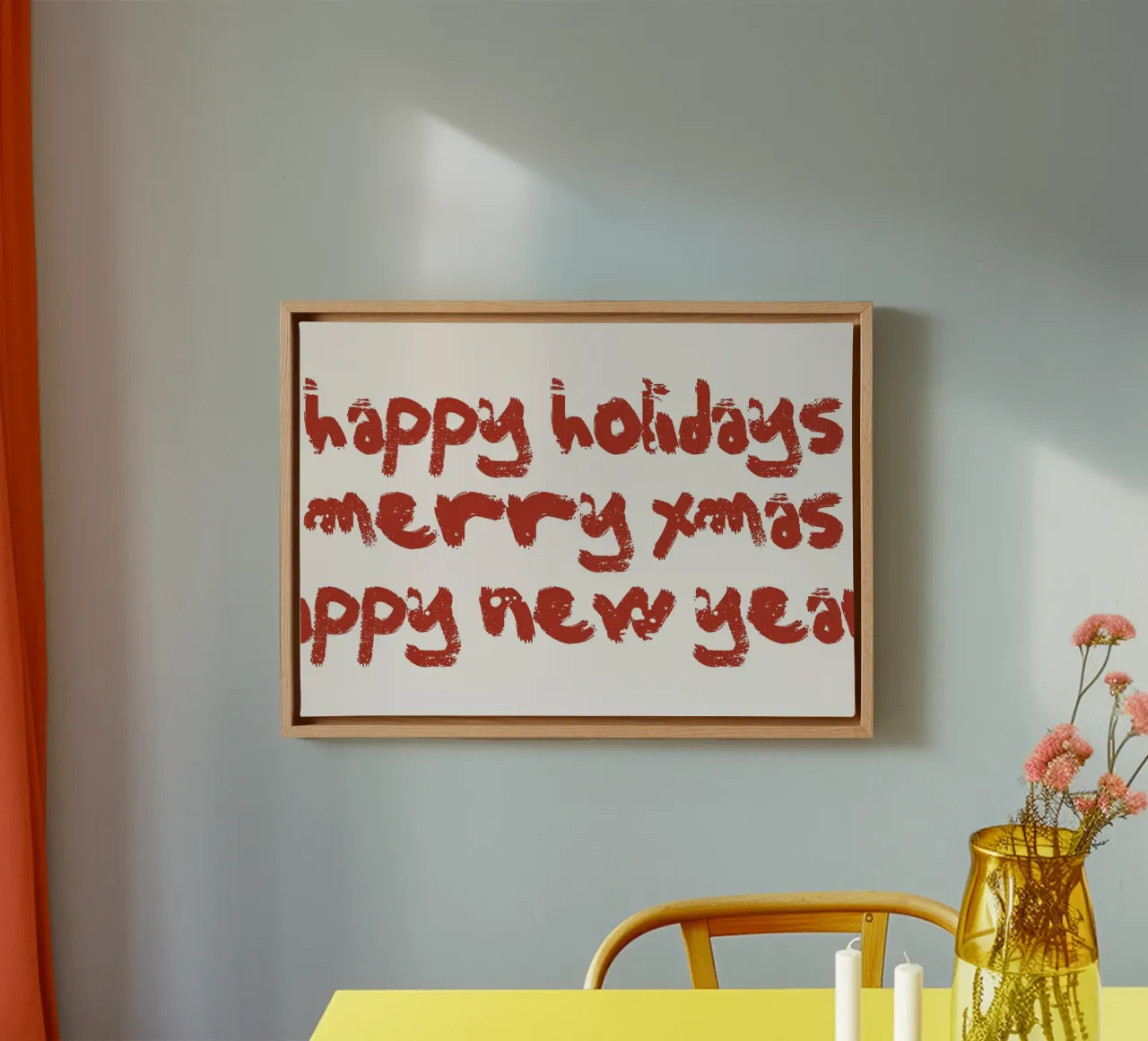 Happy Holidays Merry Xmas - Rustic Red Text Art Print canvas by ClubArt