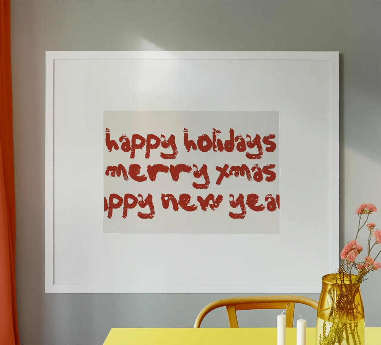 Happy Holidays Merry Xmas - Rustic Red Text Art Print hahnemühle by ClubArt