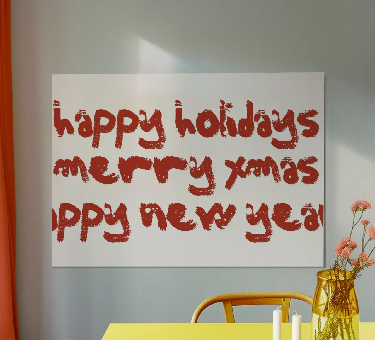 Happy Holidays Merry Xmas - Rustic Red Text Art Print hahnemühle by ClubArt