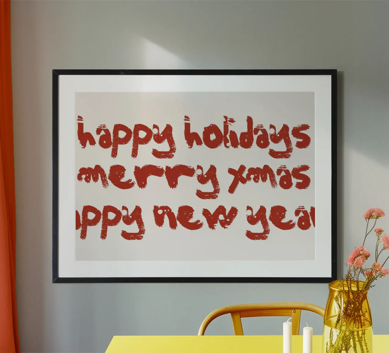 Happy Holidays Merry Xmas - Rustic Red Text Art Print hahnemühle by ClubArt