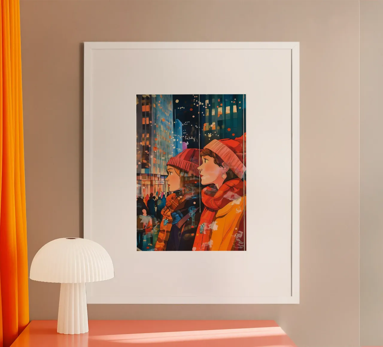 Vetrinisti di New York - Arte della notte invernale in città poster da ClubArt
