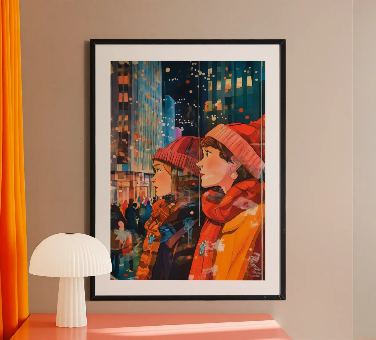 Vetrinisti di New York - Arte della notte invernale in città poster da ClubArt