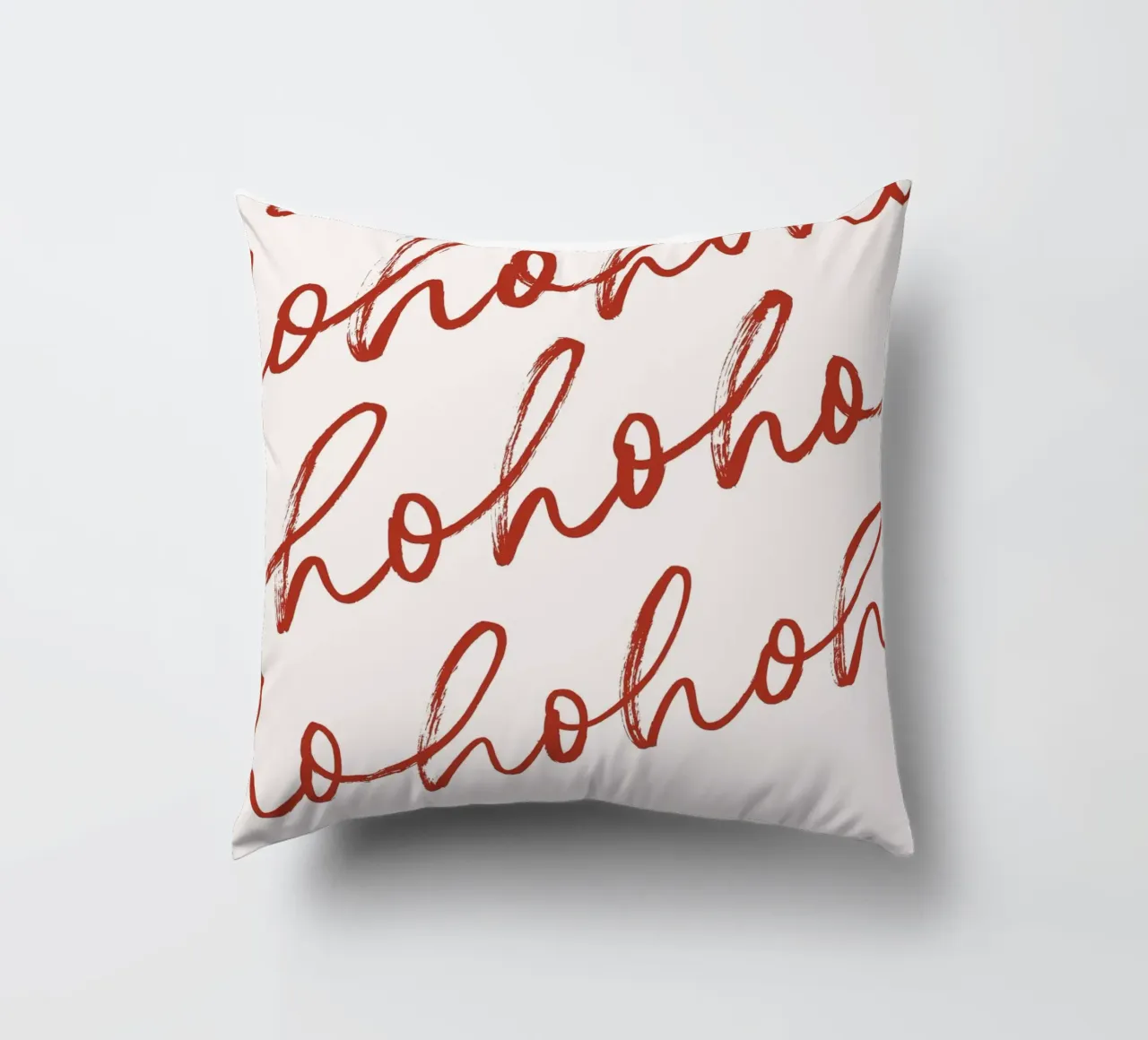 Hohoho Christmas Script - Festive Red Pattern Art Print coussin de ClubArt